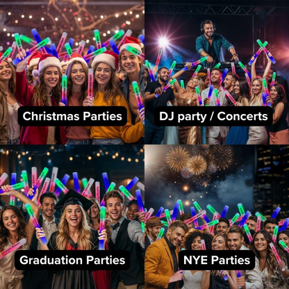 50PCS Foam glow sticks bulk,wedding glow sticks for reception props，white light-up sticks for adults wedding，light up foam sticks，party light sticks pack,light sticks for parties bulk.