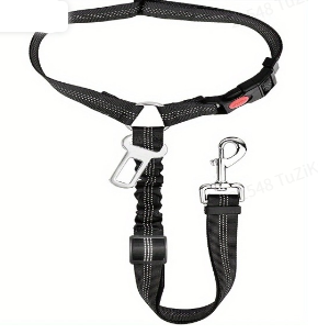 2 Piece Set Dog Seat Belt Retractable Dog Car Seatbelts Adjustable Pet Seat Belt for Vehicle Headrest Restraint Adjustable Heavy Duty & Elastic & Durable Car Harness for Dogs