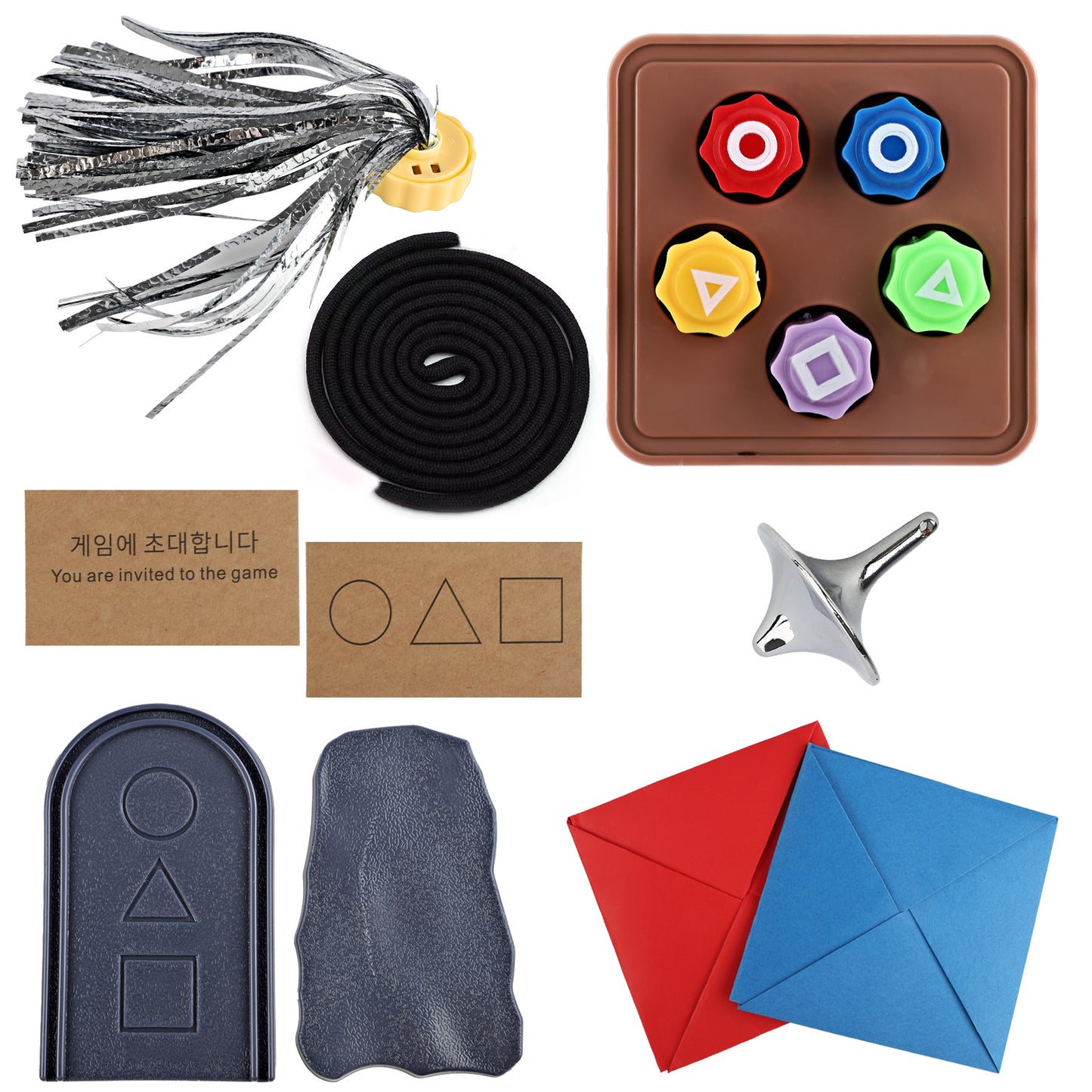 Korean Folk Game Set,Korean Traditional Play Game, Gong-gi, Biseokchigi, Jebi chagi, Paeng-y, DDAKJI Game Set, Family Travel Game (1 Set)