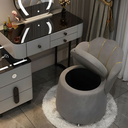 Makeup Vanity Chair,Grey Storage Stool