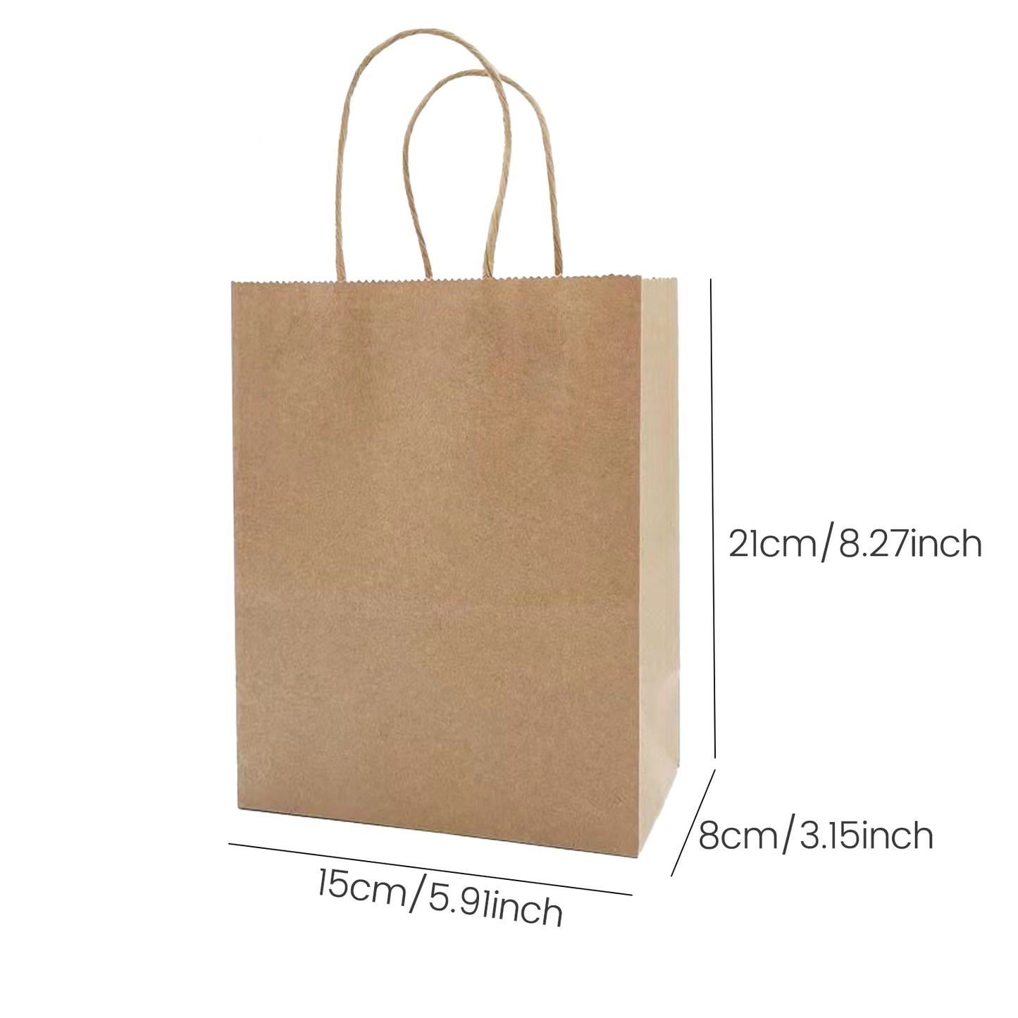 25-Pack Brown Paper Bags with Handles Bulk, 21*15*8cm,Medium-sized Gift Bags with Handles for Party Favors£¬Take-Out£¬Grocery Shopping & Retail£¬Reusable & Durable