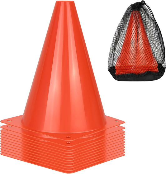 12pcs Soccer Cones, 7" Soccer Cones, Plastic Traffic Cones, Training Cones for Basketball Football Skating Drills Practice
