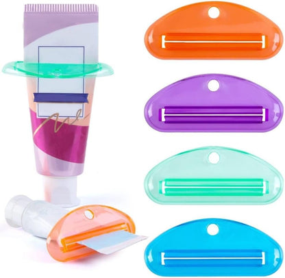 Manual Toothpaste Squeezer, 12 PCS Oval Toothpaste Tube Squeezer, Colorful Transparent Hanging Toothpaste Dispensers Clips for Tube Cosmetic Tube Sauce