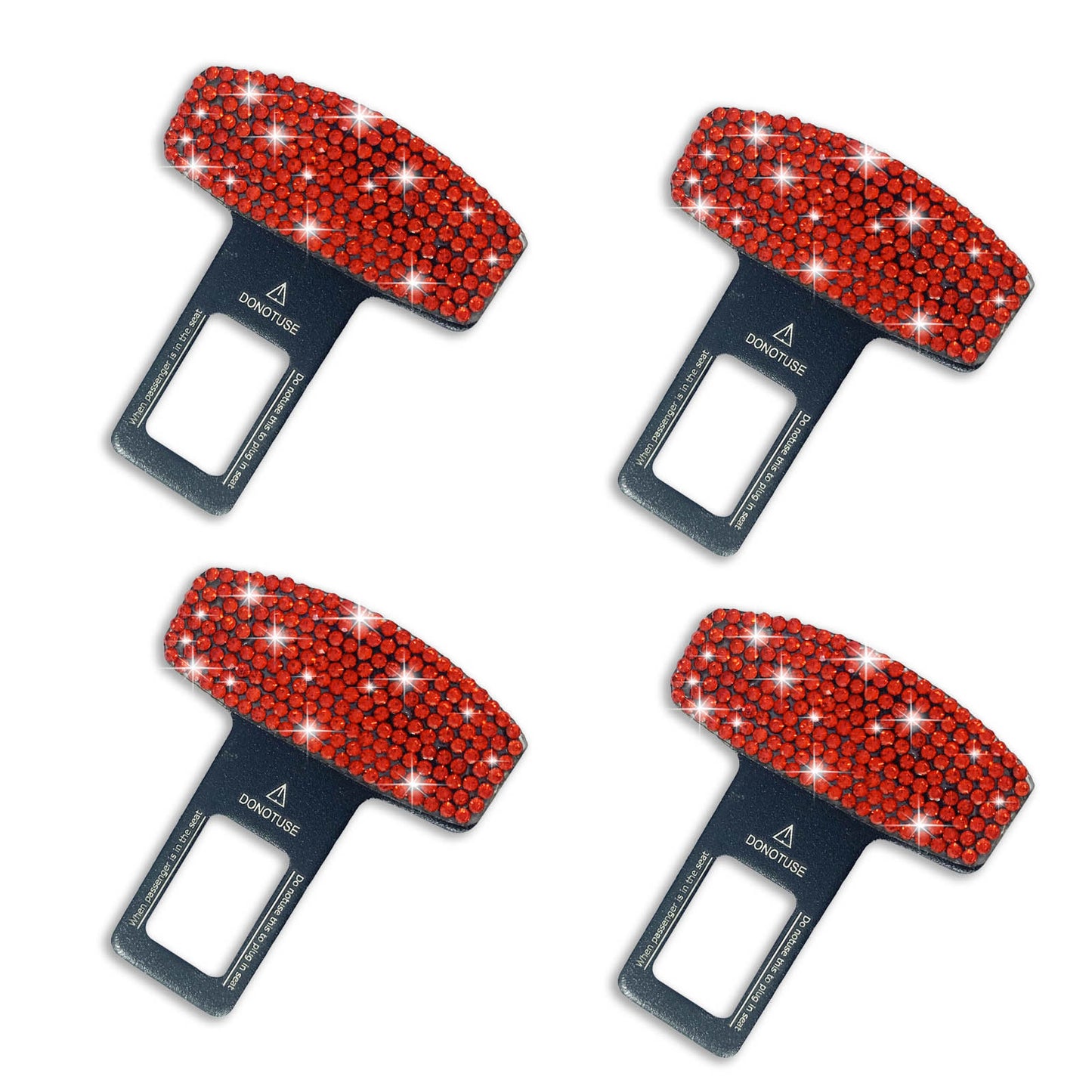 Seat Belt Clip, 4PCS Upgraded Seatbelt Clip, Car Supplies Seat Belt Clip Safety Belts Buckle，Universal for Most Vehicles（Red Diamond )