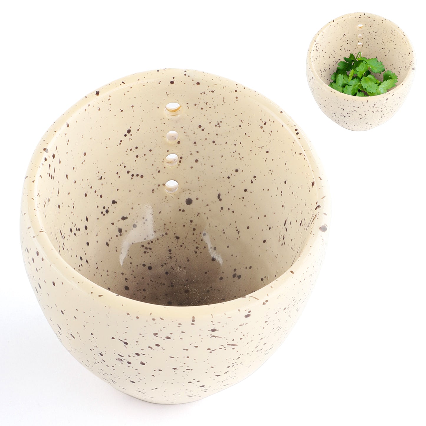 Vanilla Peeling Bowl Leaf Separator Herb Stripper Bowl for Cooking Herb Bowl Stripper Green Leaf Herb Stripper Vegetable Stripper Tool Herb Peeling Bowl Herb Resin Beige