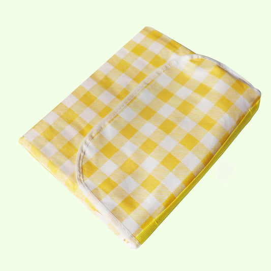 Picnic Blanket, 79*59 inches, Waterproof Foldable, Gingham Pattern (Yellow)