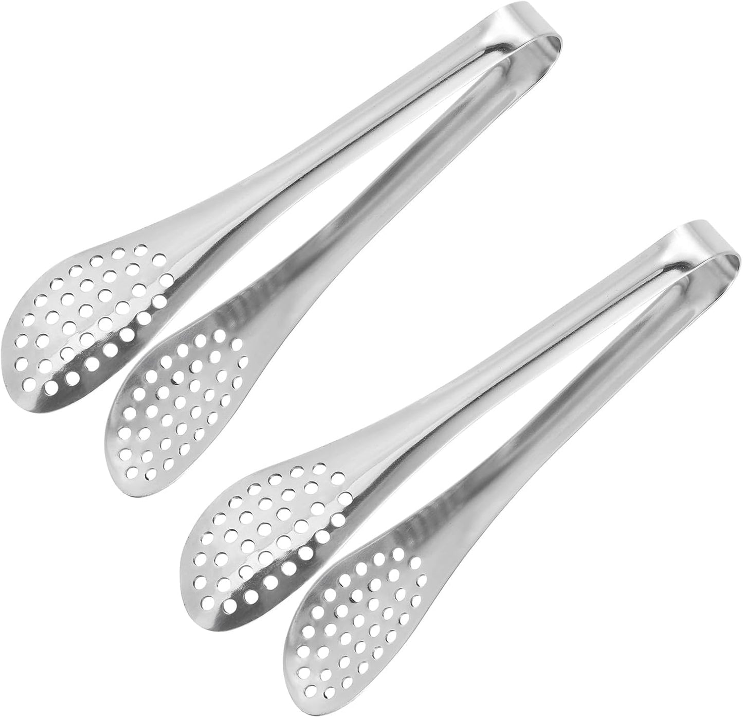 2pcs 7 Inch - Stainless Steel Ice Tongs, Mini Sugar Tongs for Appetizers, Charcuterie, Dessert, Tea Party, Bar, Cafe (Silver)