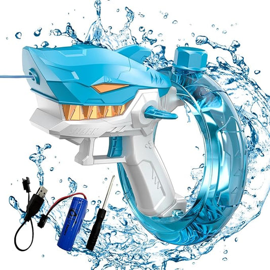 Automatic Squirt Guns Toys, Shark Automatic Water Blaster Toys, Electric Water Gun for Adults & Kids,300cc Large Capacity, Long Range 24-32 FT,Summer Swimming Pool Party and Outdoor (Blue)