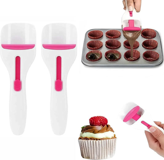 2 Pcs Cupcake Scoop Batter Dispenser - Easy-to-Use Cupcake Batter Scoop, Cupcakes, Pancakes, and Cookie Dough - BPA-Free, Dishwasher-Safe, and Perfect for Precise Batter Portioning