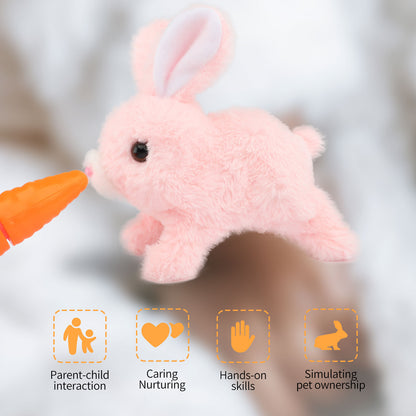Hopping Rabbit Interactive Electronic Pet Plush Bunny Toy with Sounds Pink