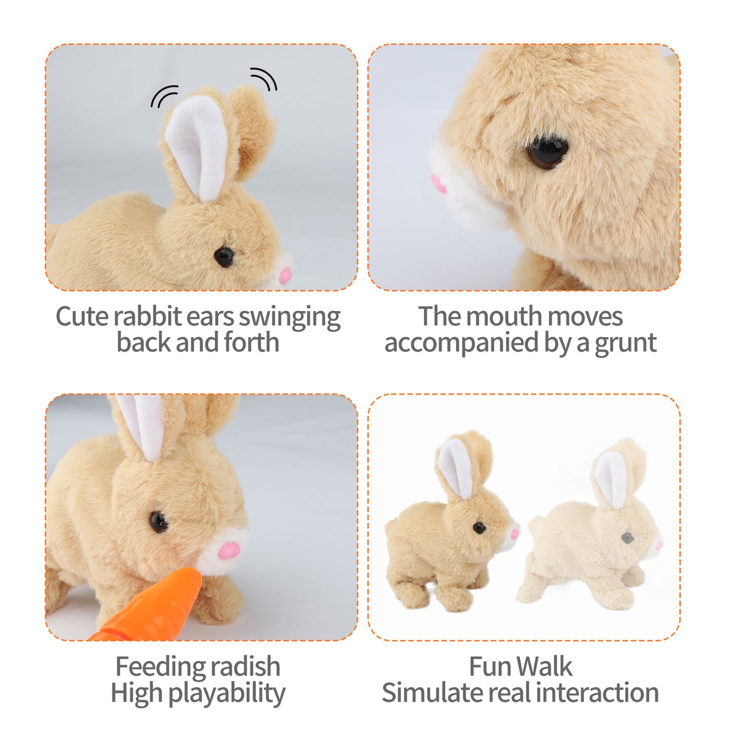 Hopping Rabbit Interactive Electronic Pet Plush Bunny Toy with Sounds Yellow