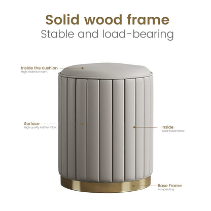 Makeup Vanity Chair,Petal Vanity Chair Leisure Accent Chair with Golden Metal Legs, Vanity Chair for Bedroom Dresser(Grey Round Stool)