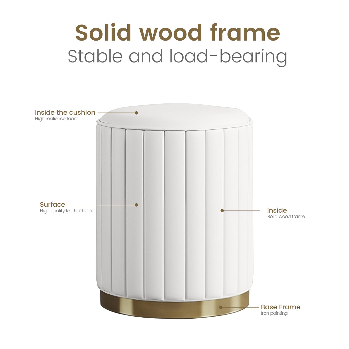 White Round Stool Makeup Vanity Chair