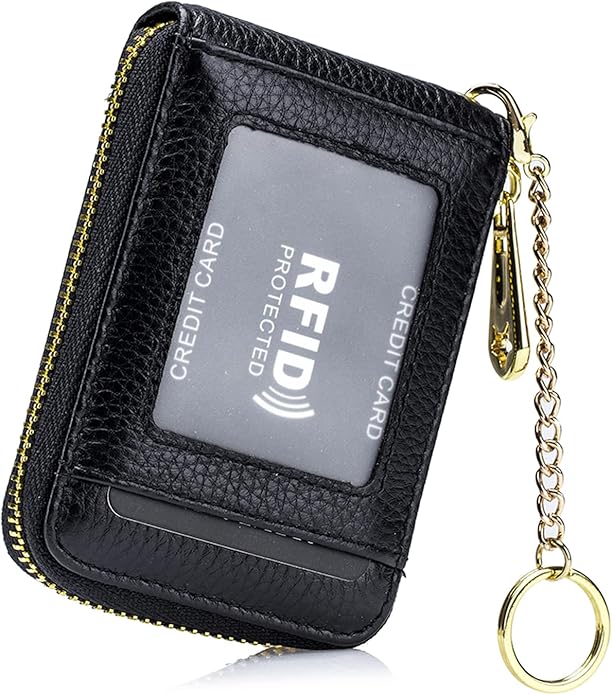 Blocking Card Holder Genuine Leather Credit Card Case Organizer Compact Wallet Zip Around Accordion Style