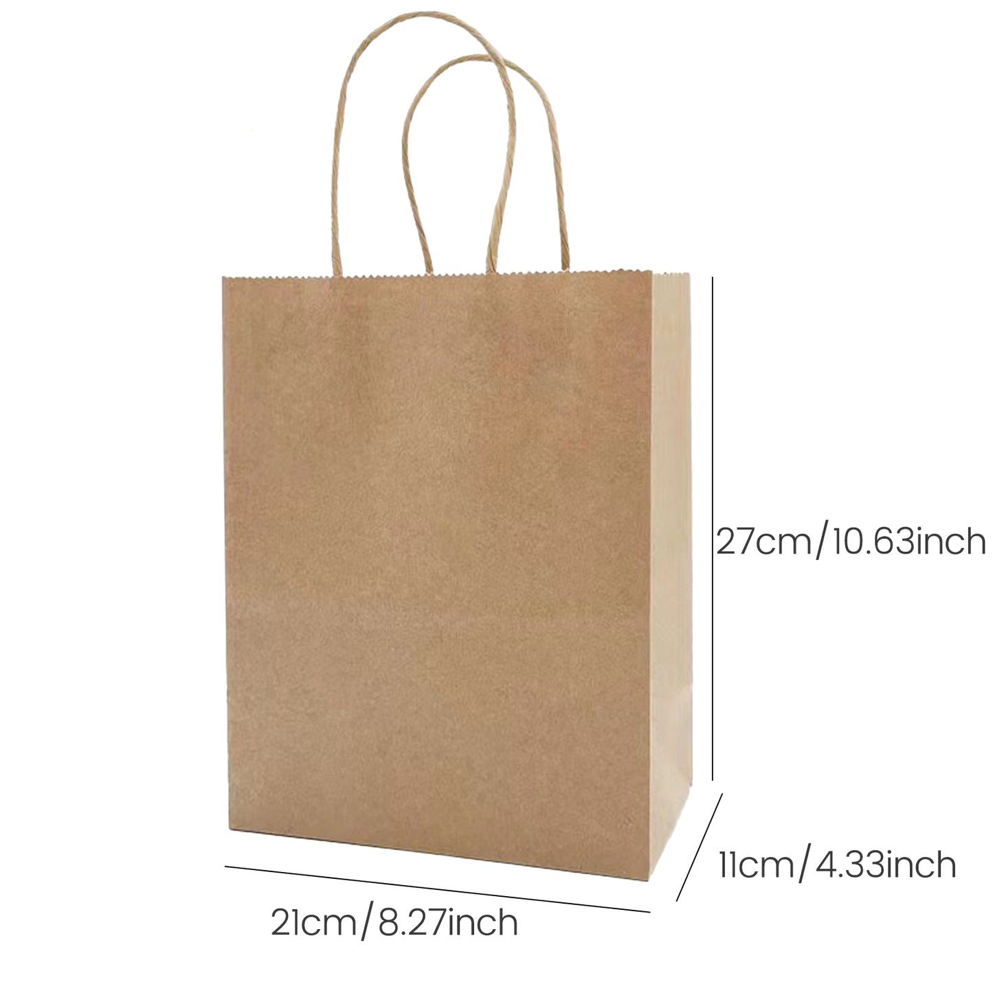 25-Pack Brown Paper Bags with Handles Bulk, 21*15*8cm,Medium-sized Gift Bags with Handles for Party Favors£¬Take-Out£¬Grocery Shopping & Retail£¬Reusable & Durable