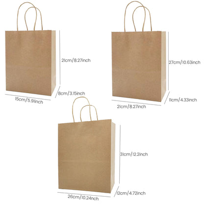 25-Pack Brown Paper Bags with Handles Bulk, 21*15*8cm,Medium-sized Gift Bags with Handles for Party Favors£¬Take-Out£¬Grocery Shopping & Retail£¬Reusable & Durable
