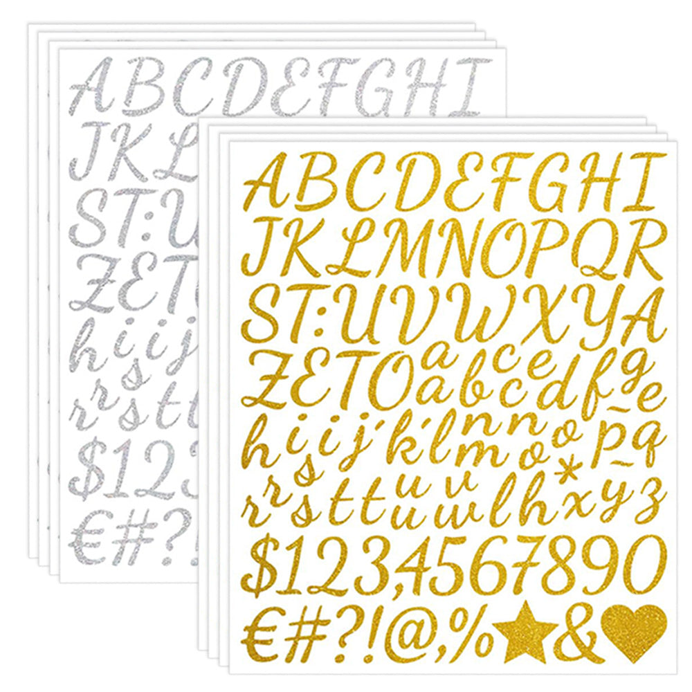 4 Sheets Gold Glitter Letter Stickers 1 Inch, Gold Alphabet Letter and Number Vinyl Stickers Waterproof, Golden Glitter Stickers Self-Adhesive Water Bottles Scrapbooking Mailbox Poster Sign Grad Cap