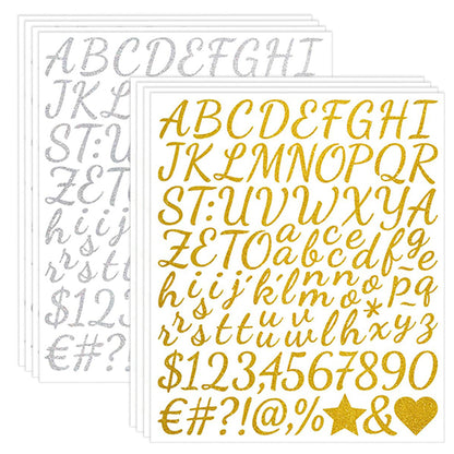 4 Sheets Gold Glitter Letter Stickers 1 Inch, Gold Alphabet Letter and Number Vinyl Stickers Waterproof, Golden Glitter Stickers Self-Adhesive Water Bottles Scrapbooking Mailbox Poster Sign Grad Cap