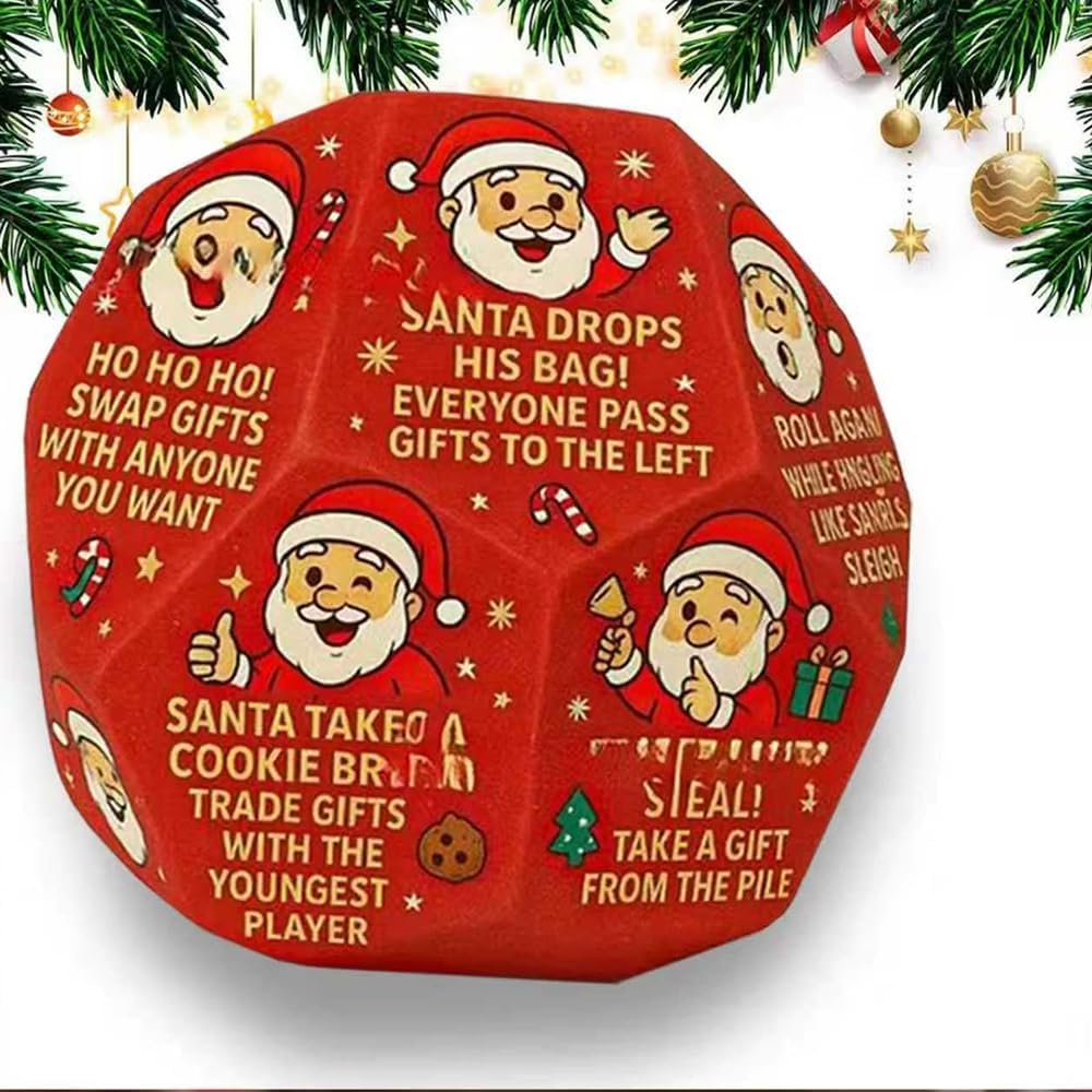 2PCS Christmas Swap Gift Exchange Dice, 3 * 3 inches Christmas Stocking Stuffers Exchange Gifts Dice Games with Friends and Family for Xmas, Birthday, Party, and Family Night, Holiday (Red)