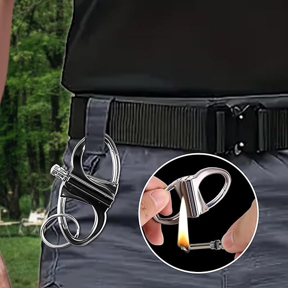 Keychain Lighter, Permanent Match Infinity Kerosene Refillable Lighter, Gift Outdoor Emergency Life Saving Equipment