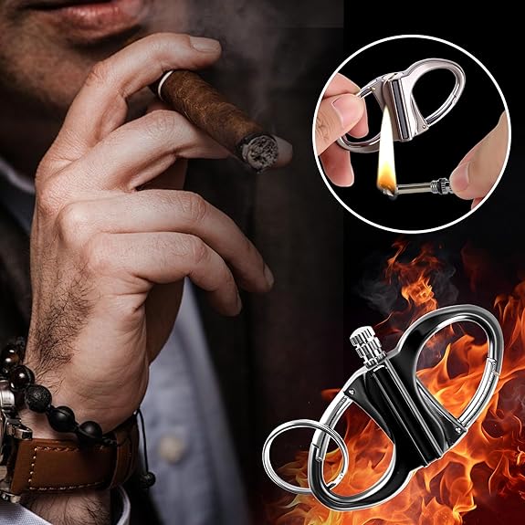 Keychain Lighter, Permanent Match Infinity Kerosene Refillable Lighter, Gift Outdoor Emergency Life Saving Equipment