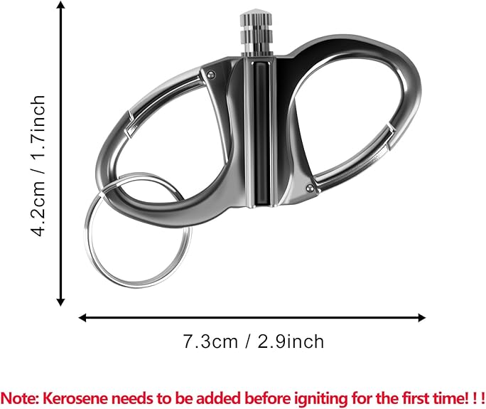 Keychain Lighter, Permanent Match Infinity Kerosene Refillable Lighter, Gift Outdoor Emergency Life Saving Equipment