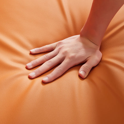 Pvc Leather Accent Arm Chair with Extra Thick Padded Backrest and Seat Cushion Sofa Chairs,Non-Slip Adsorption Feet,Sturdy Metal Frame,Lounge,Living Room,Office or The Reception Area,Orange