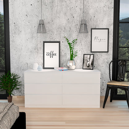 Dresser Organizer for Bedroom,6-Drawer Rectangle Dresser,White Accent Wood Storage Dresser Organizers for Living Room,Hallway,Entryway