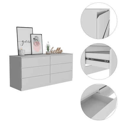 Dresser Organizer for Bedroom,6-Drawer Rectangle Dresser,White Accent Wood Storage Dresser Organizers for Living Room,Hallway,Entryway