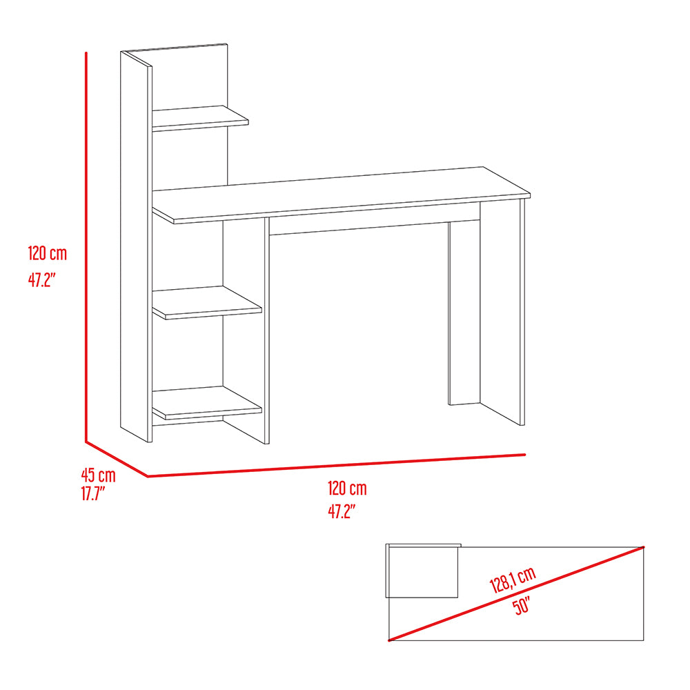 Gray 4-Shelf Writing Desk,Writing Desk with 4 Shelves,Oak