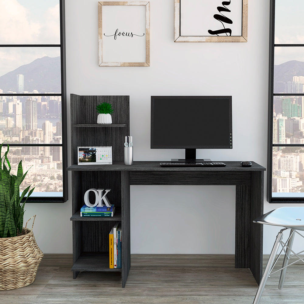 Gray 4-Shelf Writing Desk,Writing Desk with 4 Shelves,Oak