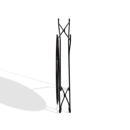 Round Metal Tray Black End Side Table, Removable Tray Outdoor & Indoor Drink, Snack, Coffee Table, Telephone Table