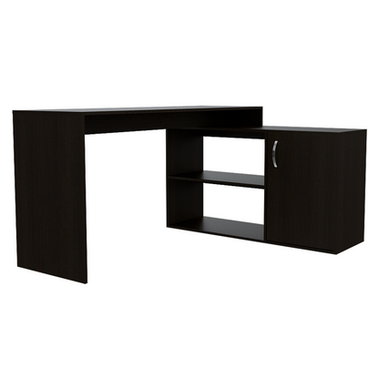 Modern L-Shaped Computer Desk with Open&Closed Storage,L Shaped Home Office Desk with Storage Cabinet Shelves