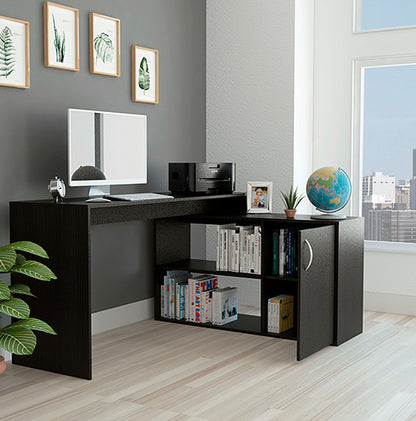 Modern L-Shaped Computer Desk with Open&Closed Storage,L Shaped Home Office Desk with Storage Cabinet Shelves