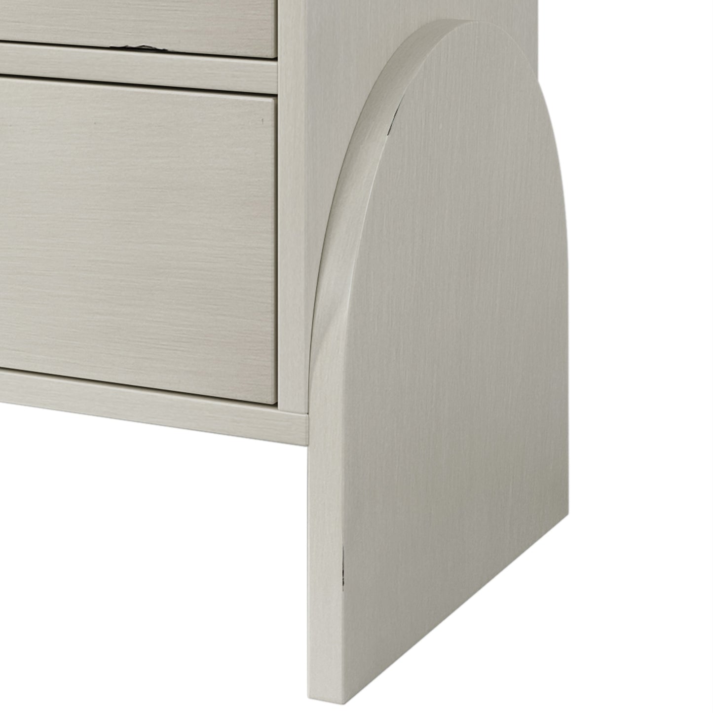 Square Bedside Table with 2 Drawer,End Table Adorned with Bronzed Semi-Round Handle,Retro Style Rubber Wood Veneer Side Table for Living Room