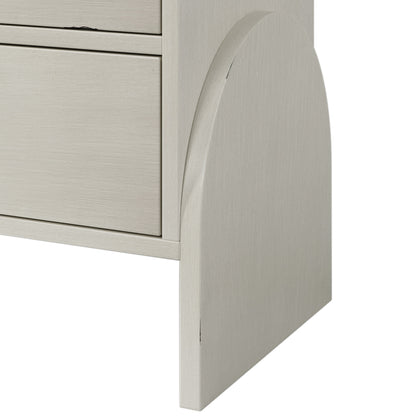 Square Bedside Table with 2 Drawer,End Table Adorned with Bronzed Semi-Round Handle,Retro Style Rubber Wood Veneer Side Table for Living Room