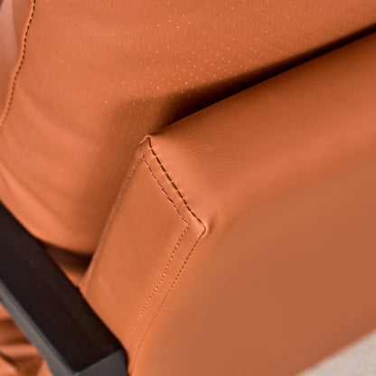 Modern Two-Seat Sofa Chair with 2 Pillows,PU Leather,High-Density Foam,Black Coated Metal Frame,Brown