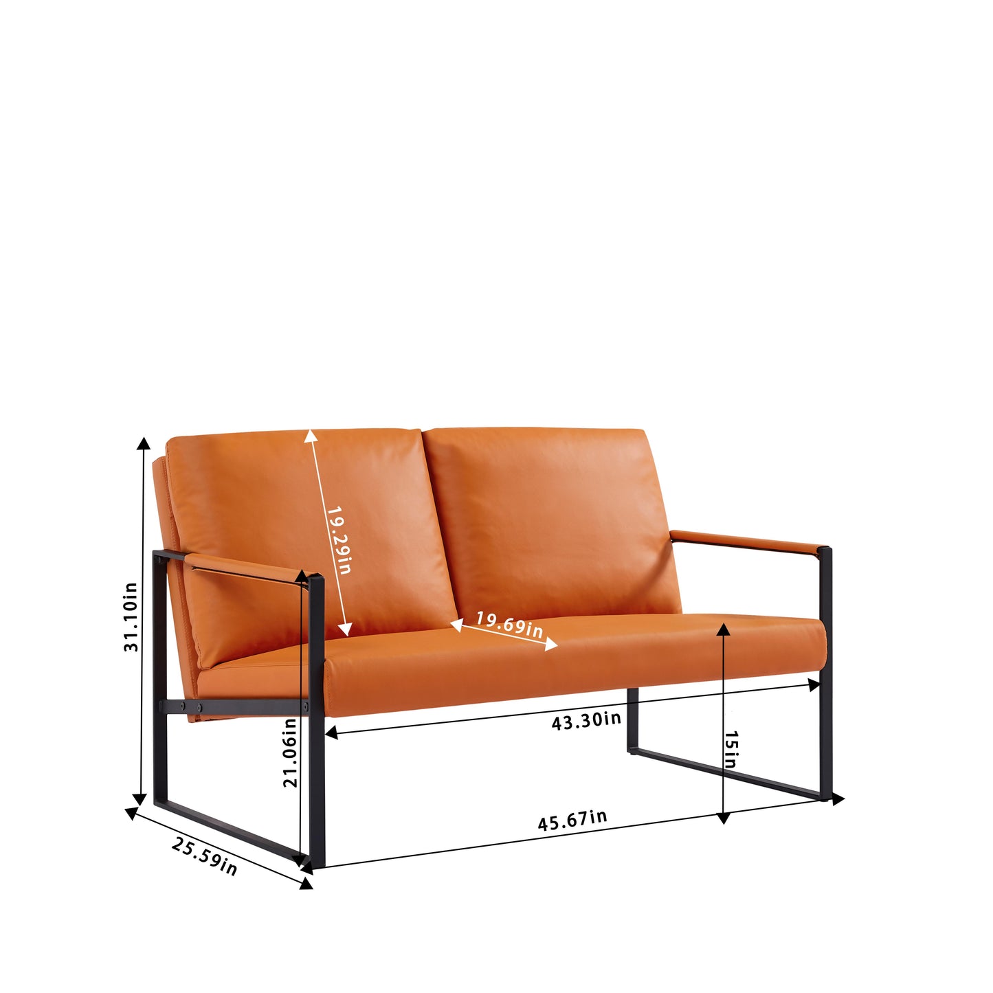 Pvc Leather Accent Arm Chair with Extra Thick Padded Backrest and Seat Cushion Sofa Chairs,Non-Slip Adsorption Feet,Sturdy Metal Frame,Lounge,Living Room,Office or The Reception Area,Orange