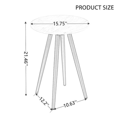 Modern Black Faux Marble End&Side Table,Small Accent Coffee Table with Black Metal Legs,Round Nightstand for Living Room,Bedroom,Apartment Small Space