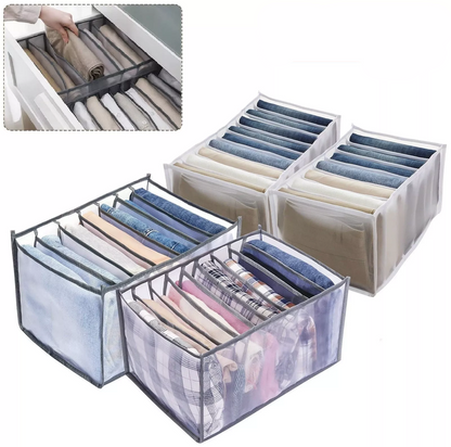 4 pieces Clothing Storage Organizer for Bedroom – Fabric Drawer Divider Box for Wardrobe, Mesh Storage Bin for Jeans and Clothes.