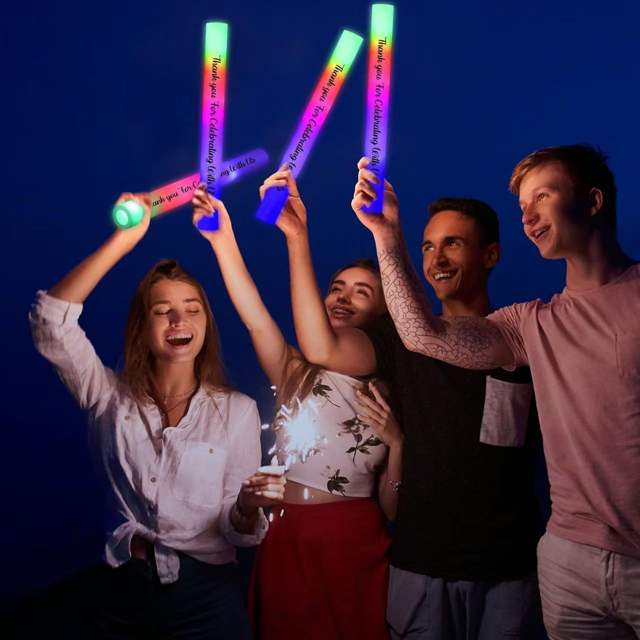 50PCS Foam glow sticks bulk,wedding glow sticks for reception props，white light-up sticks for adults wedding，light up foam sticks，party light sticks pack,light sticks for parties bulk.