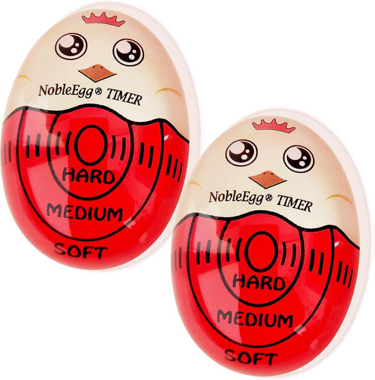 Egg Timer for Boiling Eggs, Soft Medium Hard Boiled Egg Timer That Changes Color When Done, No BPA, Basics line, Red, Pack of 2