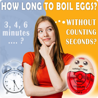 Egg Timer for Boiling Eggs, Soft Medium Hard Boiled Egg Timer That Changes Color When Done, No BPA, Basics line, Red, Pack of 2