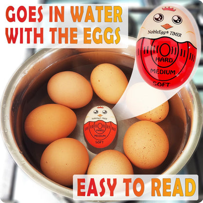 Egg Timer for Boiling Eggs, Soft Medium Hard Boiled Egg Timer That Changes Color When Done, No BPA, Basics line, Red, Pack of 2