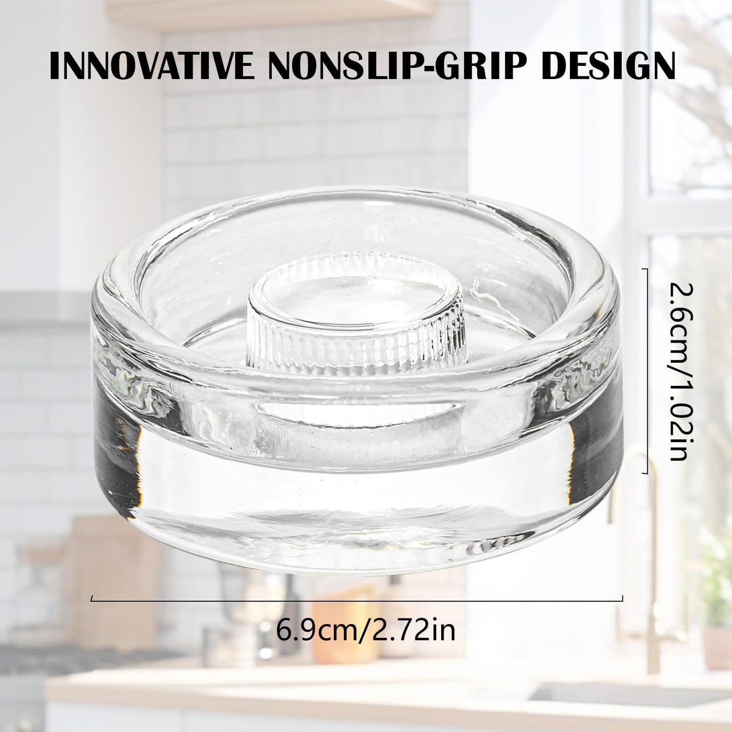 Eleganttime Fermentation Glass Weights with Easy Grip Grooved Handles Heavy Fermenting Lids Kit For Wide Mouth Mason Jar (Glass Weight-2Pcs)