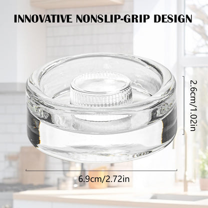 Eleganttime Fermentation Glass Weights with Easy Grip Grooved Handles Heavy Fermenting Lids Kit For Wide Mouth Mason Jar (Glass Weight-2Pcs)