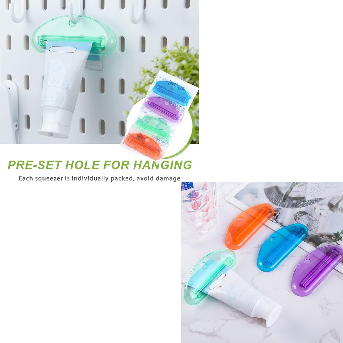 Manual Toothpaste Squeezer, 12 PCS Oval Toothpaste Tube Squeezer, Colorful Transparent Hanging Toothpaste Dispensers Clips for Tube Cosmetic Tube Sauce