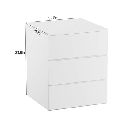 Press Type Nightstand with three drawers(White)