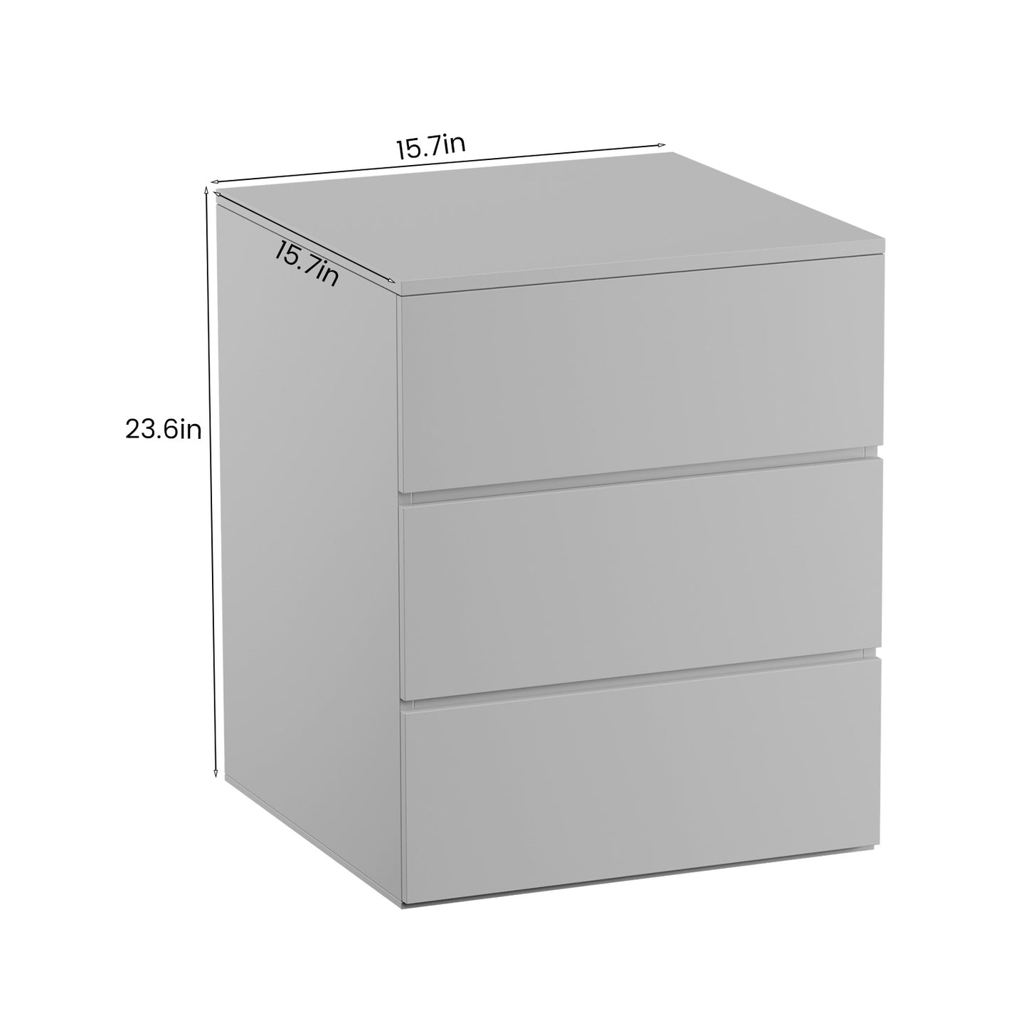 Press Type Nightstand with three drawers(Gray)