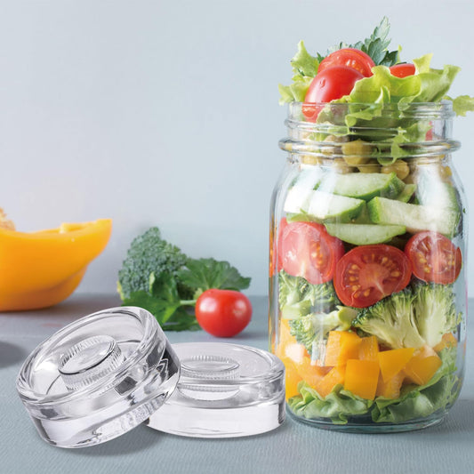 Eleganttime Fermentation Glass Weights with Easy Grip Grooved Handles Heavy Fermenting Lids Kit For Wide Mouth Mason Jar (Glass Weight-2Pcs)